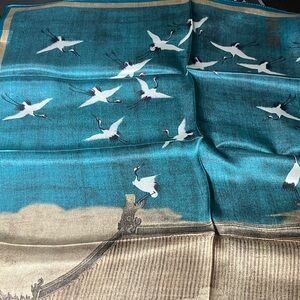 100% Silk scarf bandana cranes